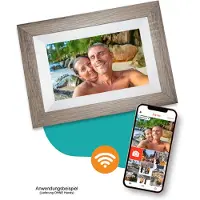 Pora&co Digitale Fotolijst met WiFi & Frameo App 8 inch, bruin / hout