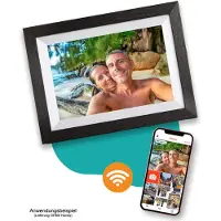 Pora&co Digitale Fotolijst met WiFi & Frameo App 8 inch, zwart hout / wit