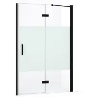 Maxaro Diamond Douchedeur | 110 cm Mat zwart Helder met matte strook Draaideur
