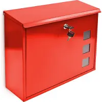Relaxdays Wand brievenbus metaal - Keuze uit kleur rood groen zilver zwart - 34,5x33 cm. rood