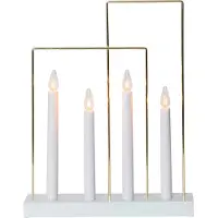 Star Trading Raam kandelaar Glossy, frame, 4-lamps, wit Glossy, wit / opaal, Hout