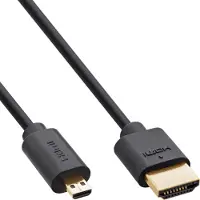 InLine Slim Ultra High Speed HDMI kabel, 8K4K, A male / D male (Micro), 1m
