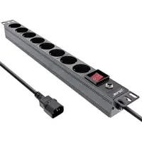 InLine 19'' stekkerdoos - IEC C14 - 8x CEE 7/3 - met overspanningsbeveiliging en schakelaar / zwart - 2 meter