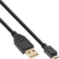 InLine Micro-USB 2.0 kabel, USB-A stekker naar Micro-B stekker vergulde contacten, 2m