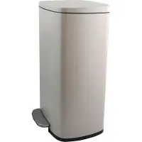 Spirella afvalbak 50 liter, roestvrij staal, met automatische dekselverlaging en binnenbak "Akira", geschikt voor de keuken. Zachte sluiting, matte taupe kleur