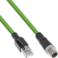 InLine M12 8-pins X-gecodeerd (m) - RJ45 (m) industriële netwerkkabel | CAT6a | PUR | 7,5 meter