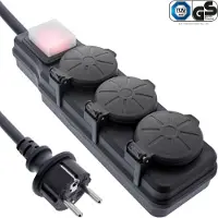 InLine IP44 outdoor stekkerdoos met 3 contacten | schakelaar | 5 meter
