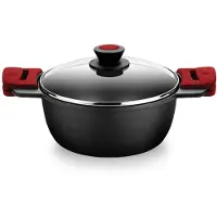 BRA Premiere A410324, 4 liter, Rond, Zwart, Rood, Gietaluminium, Teflon, Keramisch, Gas, Inductie, Afgesloten kookplaat