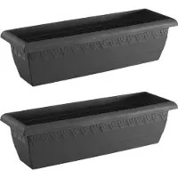 Hega hogar 5x stuks antraciet grijze rechthoekige plantenpotten/bloempotten Jardinera 60 x 20 cm kunststof - Voor binnen/buiten