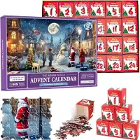 Equivera Adventskalender 2024 - Kerstmis Legpuzzel Aftelkalender - 24 Dagen Kerstpuzzel - Puzzels voor Kinderen en Volwassenen - Grappig Kerstspel, Cadeau en Muurdecoratie