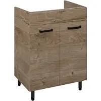 Royo Wastafelonderkast Ava 60cm - Eiken - Met 2 Deuren - Met Zwarte Handgrepen En Poten - 60x83,5x45,6cm