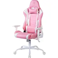 Deltaco PCH80 Gamestoel - Ergonomisch - Vegan Leer - Nek- en Rugkussen - Roze/Wit