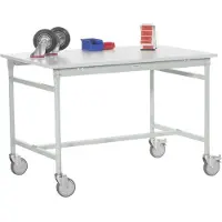 Manuflex BB4029.7035 Bijzettafel basismobiel met PVC-tafelblad in lichtgrijs RAL 7035, bxdxh: 1000 x 800 x 850 mm Grijs-wit (RAL 7035)