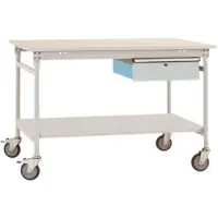 Manuflex TP5341.7035 Compleet bijzettafel basismobiel met melamine schijf + enkele lade, bxdxh: 1250 x 800 x 850 mm Grijs-wit (RAL 7035)