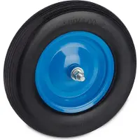 Relaxdays kruiwagenwiel 4.80 4.00-8 - rubberband - met as - antilek - stalen velg - zwart-blauw
