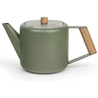 Bredemeijer - Theepot dubbelwandig Duet Design Boston - 1,1 liter - RVS - Legergroen