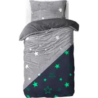 Sleeptime Teddy Fleece kinderdekbedovertrek - Glow in the dark - Stars - Grijs