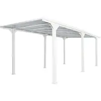 Mendler Aluminium pergola -O23, paviljoen/terrasoverkapping, stevig frame van 10 cm, polycarbonaat dak, regengoot, 3 x 6 m ~ wit