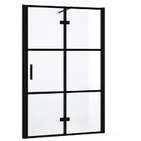 Maxaro Diamond Douchedeur | 120 cm Mat zwart Helder met 4 zwarte strepen Draaideur