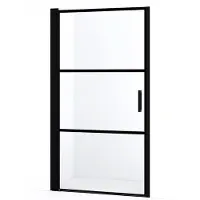 Maxaro Diamond Douchedeur | 100 cm Mat zwart Helder met 4 zwarte strepen Draaideur
