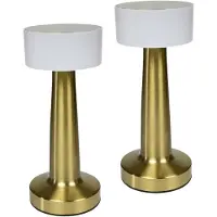 Benson LED tafellamp oplaadbaar - 2x - goud - aanraaksensor - metaal - draadloos - 21 cm