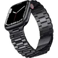 Podec Smartwatch RVS Strap Zwart - Geschikt voor Apple Watch - Bandje Geschikt voor iWatch 42 / 44 / 45 / 49 mm - Geschikt voor Series 1/2/3/4/5/6/7/SE