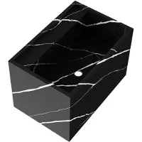 Brauer Nova vrijhangende wastafel marmerlook 60cm zonder kraangat nero marquina