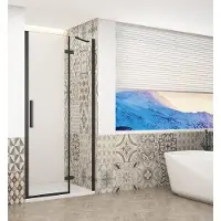 Gelco Trinity douchedeur 110cm links met helder glas zwart mat