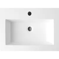 Lambini Designs Copparo compacte wastafel mineraalmarmer 60cm met kraangat wit glans