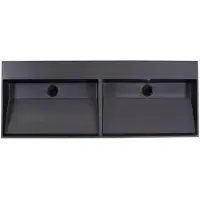 Lambini Designs Arona wastafel quartz 140cm dubbel zonder kraangat zwart mat