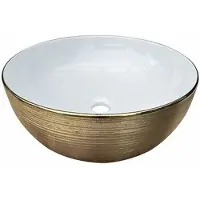 Lambini Designs Pisa waskom keramiek 41cm goud met witte binnenkant