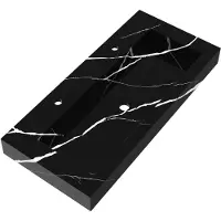 Brauer Coral wastafel marmerlook 100cm met 2 kraangaten nero marquina