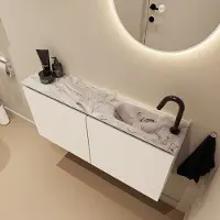 Mondiaz Ture DLux toiletmeubel 100cm talc met wastafel glace rechts met kraangat