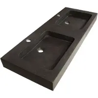 Brauer Lava dubbele wastafel natuursteen 120cm met 2 kraangaten antraciet