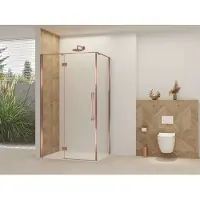 Van Rijn ST07 hoekcabine met helder glas 140x120cm geborsteld koper