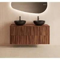 Gliss Design Hybris badkamermeubel met ribbelfront 120cm walnut