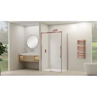 Van Rijn ST09 hoekcabine met helder glas 90x140cm geborsteld koper