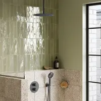 Saniclear Iron inbouw regendouche rond met 30cm hoofddouche, plafondarm en 2 standen handdouche verouderd ijzer - gunmetal
