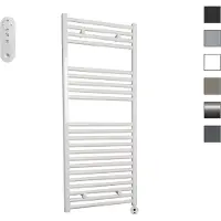 Sanicare HVS elektrische radiator 45x112cm wit met afstandsbediening en thermostaat wit rechtsonder