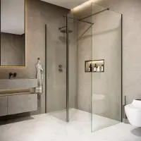 Saniclear Rivo inloop douchecabine 150x90cm met 40cm zijwand en 60cm vrije inloop verouderd ijzer - gunmetal