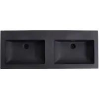 Lambini Designs Lugano wastafel quartz 140cm dubbel zonder kraangat zwart mat