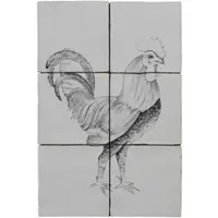 Terre d'Azur Malaga wandtegel met decor kip 13x13cm beige - 6 stuks