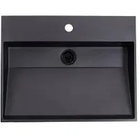 Lambini Designs Arona wastafel quartz 60cm met kraangat zwart mat