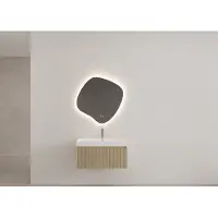 Gliss Design Timotheus badmeubel met ribbelfront 60cm corn silk met mat witte wastafel Lako