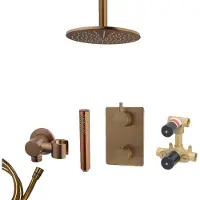 Mueller Bronzo inbouw regendouche met hoofddouche 25cm en plafondarm 15cm brons koper geborsteld