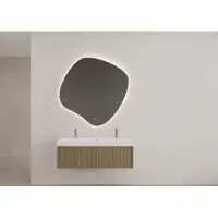 Gliss Design Timotheus badmeubel met ribbelfront 100cm ash gray met glans witte wastafel 2 kraangaten Lako