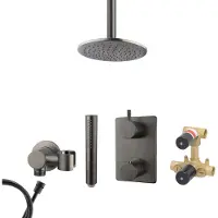 Mueller Ferro inbouw regendouche met hoofddouche 25cm en plafondarm 20cm gunmetal - verouderd ijzer
