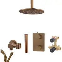 Mueller Bronzo inbouw regendouche met hoofddouche 30cm en plafondarm 15cm brons koper geborsteld