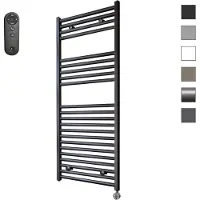 Sanicare HVS elektrische radiator 60x112cm zwart mat met afstandsbediening en thermostaat chroom rechtsonder