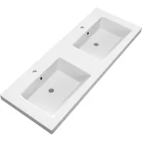 Brauer Solar Medium dubbele wastafel mineraalmarmer 120cm met 2 kraangaten wit mat
